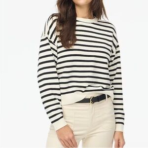 J. Crew Factory Black and Cream Crew Neck Sweater